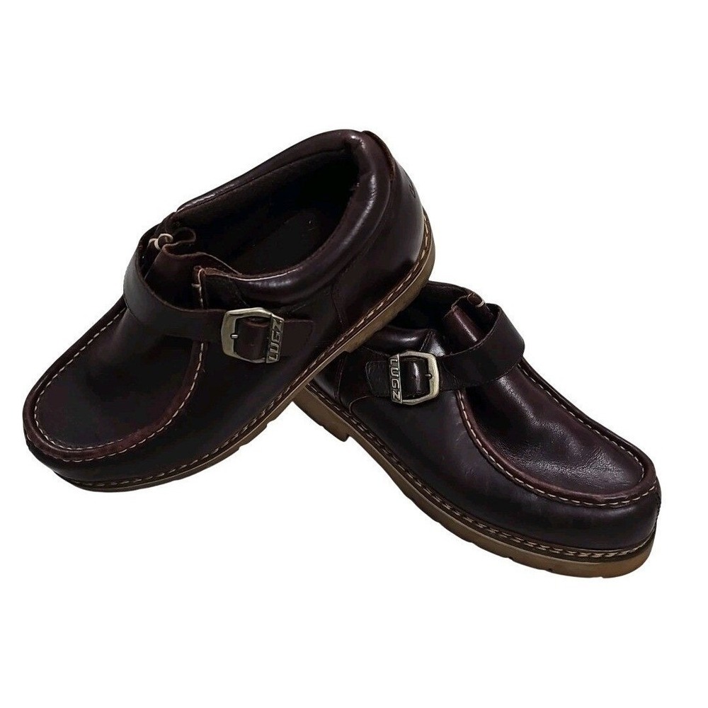 Lugz MRSL645 Men's Burgundy Brown Leather Monk Strap Moc Toe Loafers Size 12 Y2K